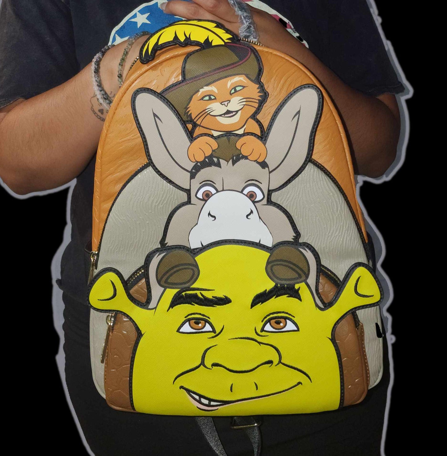 SHREK, DONKEY, & PUSS IN BOOTS TRIO EXCLUSIVE TRIPLE POCKET MINI BACKPACK